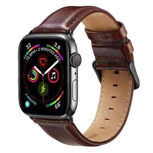 Black Buckle Leather Watch Band For Apple Watch Series 8&7 41mm / SE 2&6&SE&5&4 40mm / 3&2&1 38mm(Dark Brown)