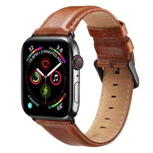 Black Buckle Leather Watch Band For Apple Watch Ultra 49mm / Series 8&7 45mm / SE 2&6&SE&5&4 44mm / 3&2&1 42mm(Brown)