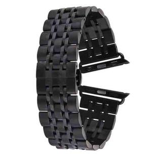 20mm Women Hidden Butterfly Buckle 7 Beads Stainless Steel Watch Band For Apple Watch 38mm(Black)