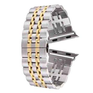 20mm Women Hidden Butterfly Buckle 7 Beads Stainless Steel Watch Band For Apple Watch 38mm(Silver Gold)