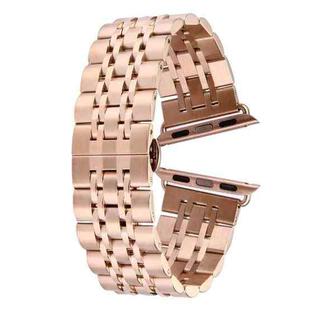 Hidden Butterfly Buckle 7 Beads Stainless Steel Watch Band For Apple Watch 42mm(Rose Gold)