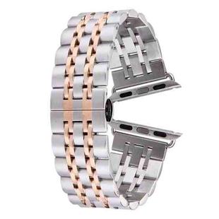 Hidden Butterfly Buckle 7 Beads Stainless Steel Watch Band For Apple Watch 42mm(Silver Rose Gold)