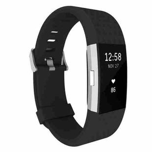 For Fitbit Charger 2 Bracelet Watch Diamond Texture TPU Watch Band, Full Length: 23cm(Black)