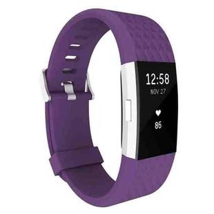 For Fitbit Charger 2 Bracelet Watch Diamond Texture TPU Watch Band, Full Length: 23cm(Purple)