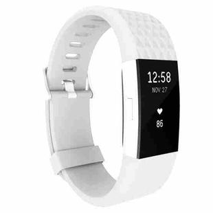 For Fitbit Charger 2 Bracelet Watch Diamond Texture TPU Watch Band, Full Length: 23cm(White)
