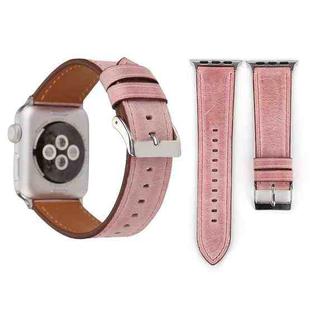For Apple Watch Series 8&7 41mm / SE 2&6&SE&5&4 40mm / 3&2&1 38mm Fresh Style Genuine Leather Watch Band(Pink)