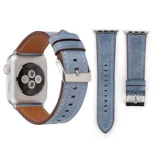 For Apple Watch Series 10 42mm / 9&8&7 41mm / SE 3&SE 2&6&SE&5&4 40mm / 3&2&1 38mm Fresh Style Genuine Leather Watch Band(Blue)