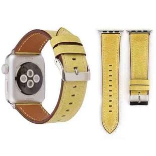 For Apple Watch Series 8&7 41mm / SE 2&6&SE&5&4 40mm / 3&2&1 38mm Fresh Style Genuine Leather Watch Band(Yellow)