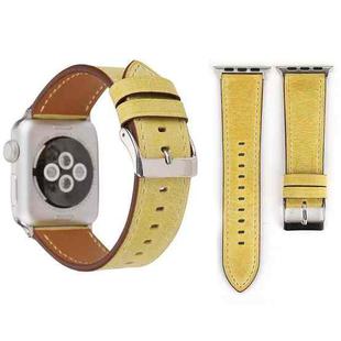 For Apple Watch Ultra 49mm / Series 8&7 45mm / SE 2&6&SE&5&4 44mm / 3&2&1 42mm Fresh Style Genuine Leather Watch Band(Yellow)