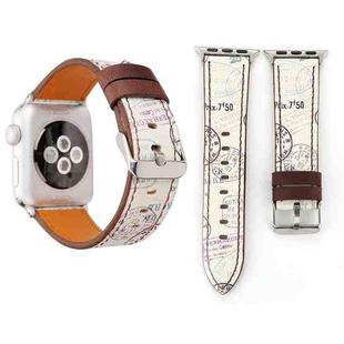 For Apple Watch Series 3 & 2 & 1 38mm Retro Flower Series Genuine Leather Watch Band