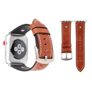 Crowe Star Embossing Texture Genuine Leather Wrist Watch Band for Apple Watch Series 3 & 2 & 1 42mm(Dark Brown)