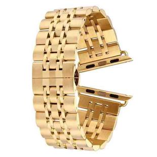 22mm Men Hidden Butterfly Buckle 7 Beads Stainless Steel Watch Band For Apple Watch 38mm(Gold)
