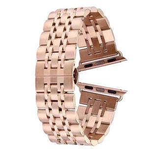 22mm Men Hidden Butterfly Buckle 7 Beads Stainless Steel Watch Band For Apple Watch 38mm(Rose Gold)
