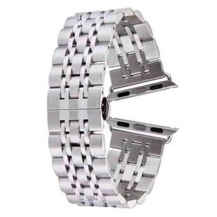 22mm Men Hidden Butterfly Buckle 7 Beads Stainless Steel Watch Band For Apple Watch 38mm(Silver)