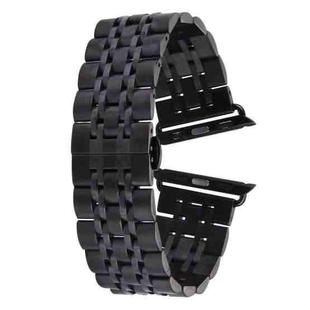 22mm Men Hidden Butterfly Buckle 7 Beads Stainless Steel Watch Band For Apple Watch 42mm(Black)