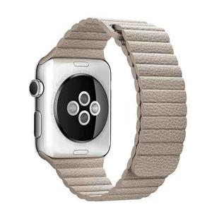 For Apple Watch 38mm Loop Magnetic Closure Clasp PU Leather Watch Band(Khaki)