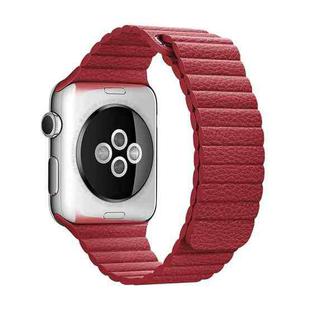 For Apple Watch 42mm Loop Magnetic Closure Clasp PU Leather Watch Band(Red)