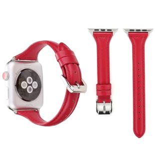 Simple Fashion Genuine Leather T Type Watch Band for Apple Watch Series 3 & 2 & 1 38mm(Red)