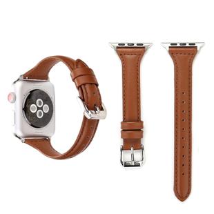Simple Fashion Genuine Leather T Type Watch Band for Apple Watch Series 3 & 2 & 1 38mm(Brown)