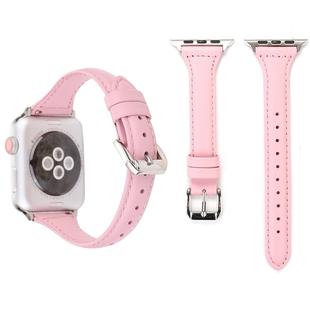 Simple Fashion Genuine Leather T Type Watch Band for Apple Watch Series 3 & 2 & 1 42mm(Pink)