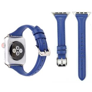 Simple Fashion Genuine Leather T Type Watch Band for Apple Watch Series 3 & 2 & 1 42mm(Blue)