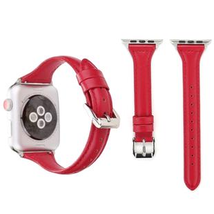 Simple Fashion Genuine Leather T Type Watch Band for Apple Watch Series 3 & 2 & 1 42mm(Red)