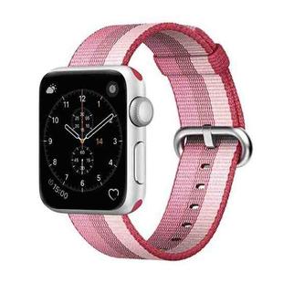 For Apple Watch 42mm Stripe Woven Nylon Watch Band (Berry Color)