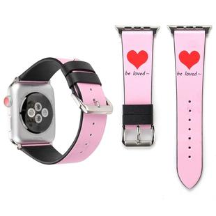 Fashion Simple Heart Pattern Genuine Leather Wrist Watch Band for Apple Watch Series 3 & 2 & 1 38mm