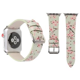 Fashion Plum Blossom Pattern Genuine Leather Wrist Watch Band for Apple Watch Series 3 & 2 & 1 38mm