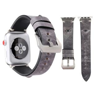 For Apple Watch Series 3 & 2 & 1 38mm Simple Fashion Cowhide Big Eyes Pattern Watch Band(Grey)
