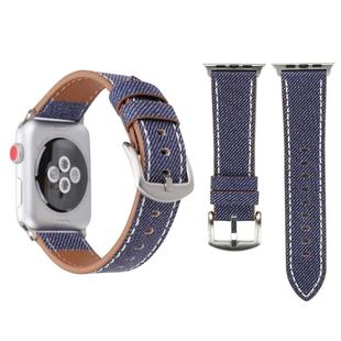 For Apple Watch Series 10 42mm / 9&8&7 41mm / SE 3&SE 2&6&SE&5&4 40mm / 3&2&1 38mm Simple Fashion Genuine Leather Cowboy Pattern Watch Band(Dark Blue)