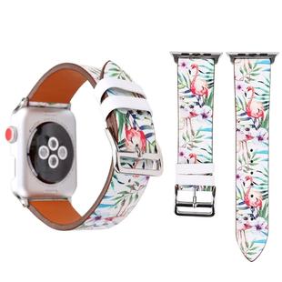 Fashion Genuine Leather New Spring Blue Flower Pattern Watch Band for Apple Watch Series 3 & 2 & 1 38mm