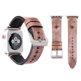 For Apple Watch Series 3 & 2 & 1 42mm Simple Fashion Cowhide Big Eyes Pattern Watch Band