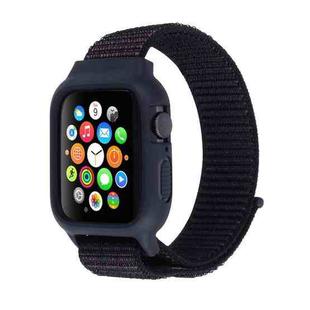 For Apple Watch Ultra 49mm / Series 8&7 45mm / SE 2&6&SE&5&4 44mm / 3&2&1 42mm Nylon Watch Band with Hook and Loop Fastener (Black Brown)