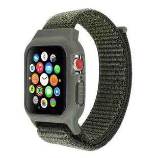 For Apple Watch Ultra 49mm / Series 8&7 45mm / SE 2&6&SE&5&4 44mm / 3&2&1 42mm Nylon Watch Band with Hook and Loop Fastener (Green)