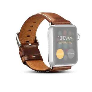 Denior Oil Wax Retro Watch Leather Watch Band for Apple Watch Series 7 41mm / 6 & SE & 5 & 4 40mm / 3 & 2 & 1 38mm (Brown)