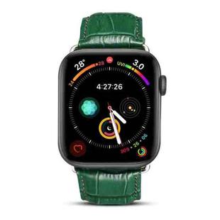 Denior Crocodile Grain Watch Cowhide Leather Watch Band for Apple Watch Series 7 41mm / 6 & SE & 5 & 4 40mm / 3 & 2 & 1 38mm (Green)