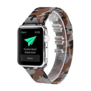 Print Milan Steel Wrist Watch Band for Apple Watch Series 3 & 2 & 1 38mm (Camouflage Coffee)