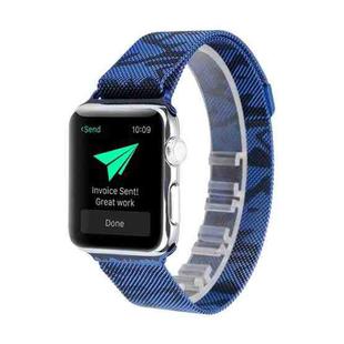 Print Milan Steel Wrist Watch Band for Apple Watch Series 3 & 2 & 1 38mm (Camouflage Blue)