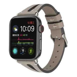 Simple V-shaped Leather Watch Band for Apple Watch Series 7 45mm / 6 & SE & 5 & 4 44mm / 3 & 2 & 1 42mm(Grey)