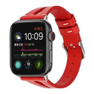 Simple V-shaped Leather Watch Band for Apple Watch Series 7 41mm / 6 & SE & 5 & 4 40mm / 3 & 2 & 1 38mm(Red)