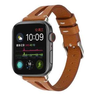 Simple V-shaped Leather Watch Band for Apple Watch Series 7 41mm / 6 & SE & 5 & 4 40mm / 3 & 2 & 1 38mm(Brown)