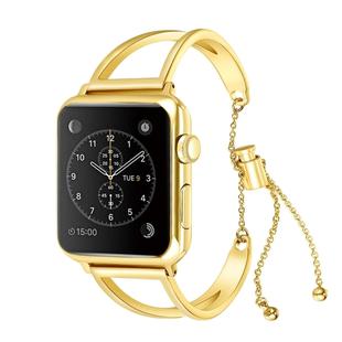 Letter V Shape Bracelet Metal Wrist Watch Band with Stainless Steel Buckle for Apple Watch Series 8&7 41mm / SE 2&6&SE&5&4 40mm / 3&2&1 38mm(Gold)