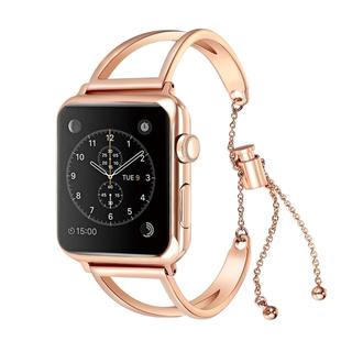 Letter V Shape Bracelet Metal Wrist Watch Band with Stainless Steel Buckle for Apple Watch Series 8&7 41mm / SE 2&6&SE&5&4 40mm / 3&2&1 38mm(Rose Gold)