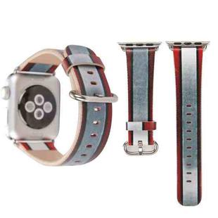 For Apple Watch Series 3 & 2 & 1 42mm Red + Gray Stripe Pattern PU Leather Wrist Watch Band