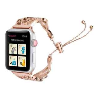 LOVE Shaped Bracelet Stainless Steel Watch Band for Apple Watch Series 3 & 2 & 1 38mm(Rose Gold)