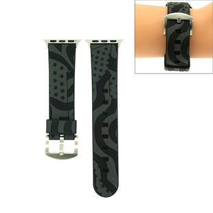 For Apple Watch Series 3 & 2 & 1 42mm Fashion The Old Glory Pattern Silicone Watch Band(Black)