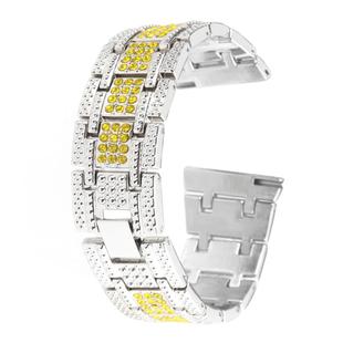 Metal Wrist Strap Watch Band for Samsung Gear S3(Silver Yellow)
