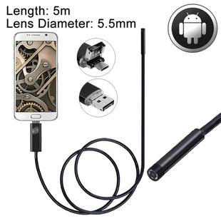 2 in 1 Micro USB & USB Endoscope Waterproof Snake Tube Inspection Camera with 6 LED for OTG Android Phone, Length: 5m, Lens Diameter: 5.5mm