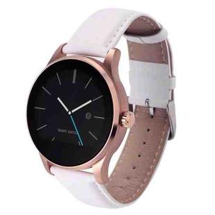 K88H 1.22 inch 2.5D Curved Screen Bluetooth 4.0 IP54 Waterproof Couples Style Leather Strap Smart Bracelet with Heart Rate Monitor & BT Call & Pedometer & Call Reminder & SMS / Twitter Alerts & Anti lost & Remote Camera Functions For Android 4.4 OS and IOS 7.0 or Above Devices(White)